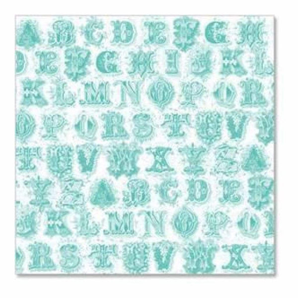 Sale Item - Hambly Screen Prints - Printer's Type Overlay - Antique Teal Blue  -