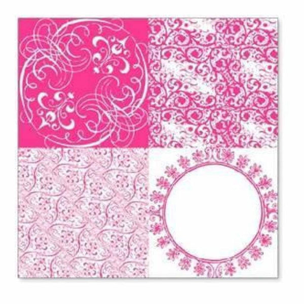 Sale Item - Hambly Screen Prints - Vintage Patchwork Overlay - Pink  - Single 12