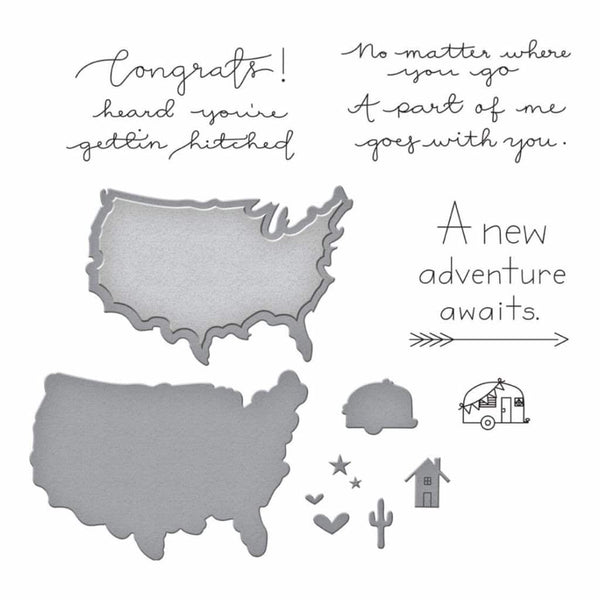 Spellbinders Stamp & Die Set By Debi Adams Love Set Match-Near Or Far*