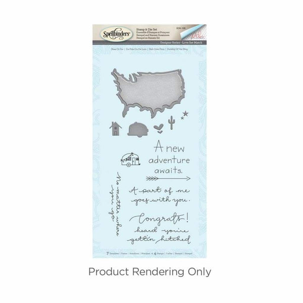 Spellbinders Stamp & Die Set By Debi Adams Love Set Match-Near Or Far*