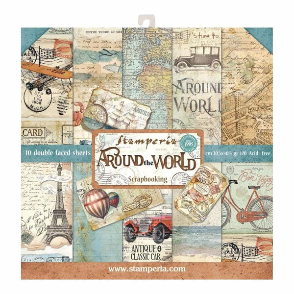 Stamperia Double-Sided Paper Pad 12 inch X12 inch 10 pack Around The World, 10 Designs/2 Each