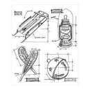 Tim Holtz Cling Rubber Stamp Set 7Inch X8.5Inch  Christmas Blueprint