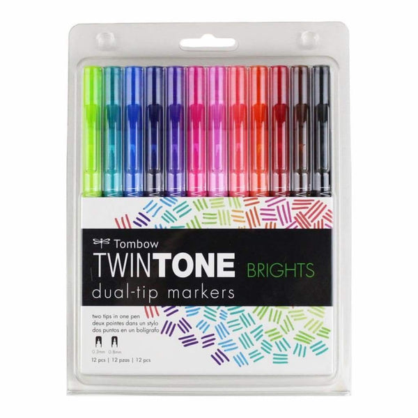 Tombow Twintone Marker Set 12 pack Brights