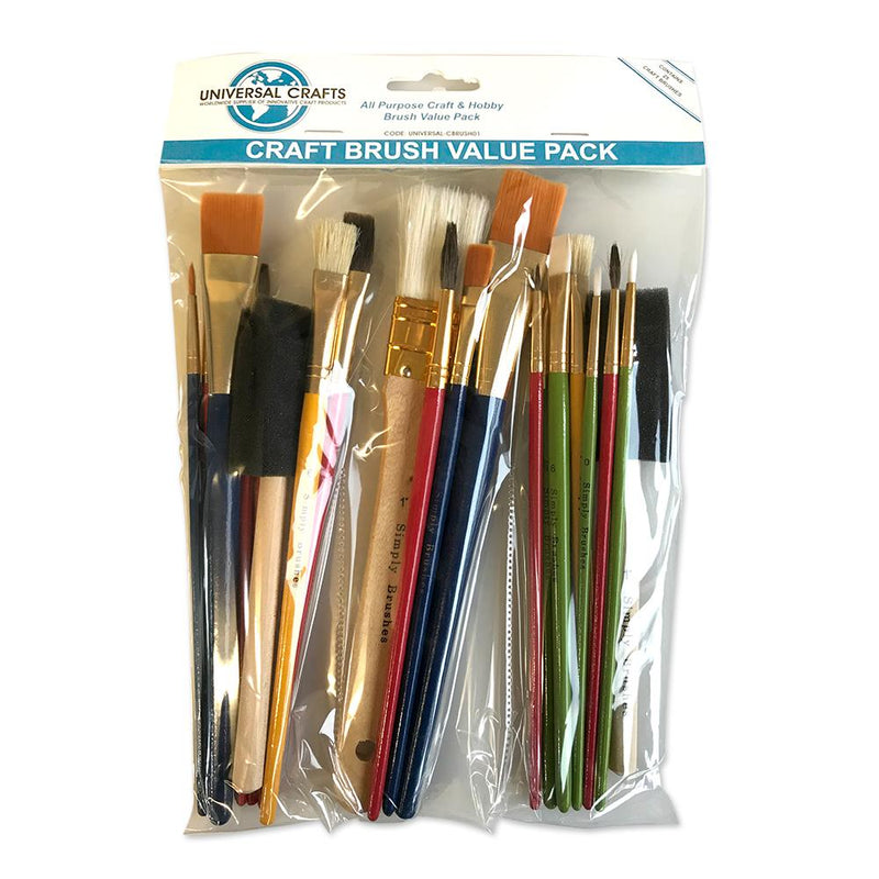 Universal Crafts - Assorted Brush Value Pack 25 Pack