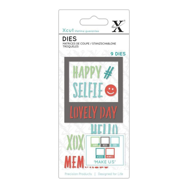 Xcut Decorative Dies 9 pack Selfie Frame & Sentiments