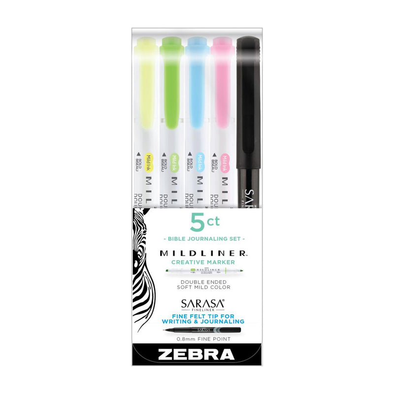 Zebra Mildliner Double Ended Highlighters & Fine Liner 5/Pkg Assorted Colours*